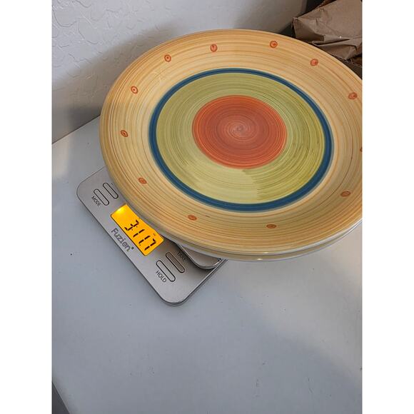 GIBSON Yellow Green Southwest Stoneware Heavy 10.5" Dinner Plates Set of 2 - Picture 7 of 7